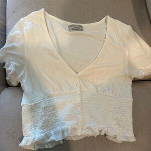 Urban Outfitters Cream Button-Up Crop Top